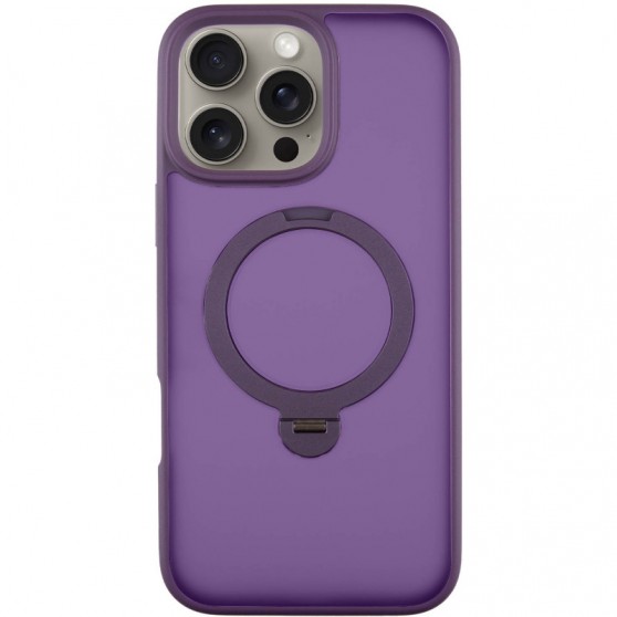 TPU+PC чохол Metal Buttons with MagSafe Colorful HQ Ring для Apple iPhone 16 Pro (6.3") Purple