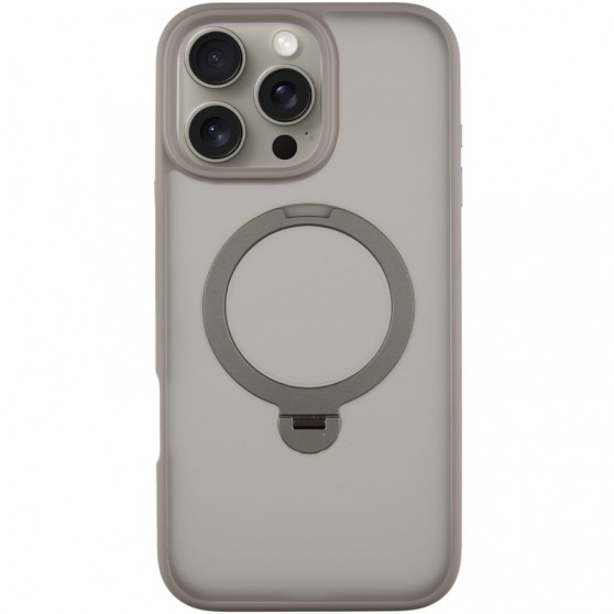 TPU+PC чохол Metal Buttons with MagSafe Colorful HQ Ring для Apple iPhone 16 Pro (6.3") Grey