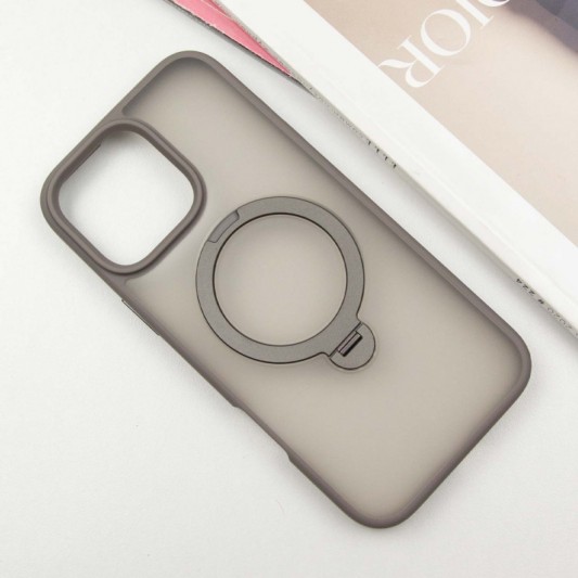 TPU+PC чехол Metal Buttons with MagSafe Colorful HQ Ring для Apple iPhone 16 Pro (6.3") Grey - изображение 1