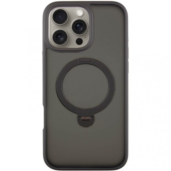 TPU+PC чехол Metal Buttons with MagSafe Colorful HQ Ring для Apple iPhone 16 Pro (6.3") Black
