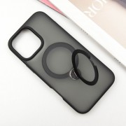 TPU+PC чохол Metal Buttons with MagSafe Colorful HQ Ring для Apple iPhone 16 Pro (6.3"), Black