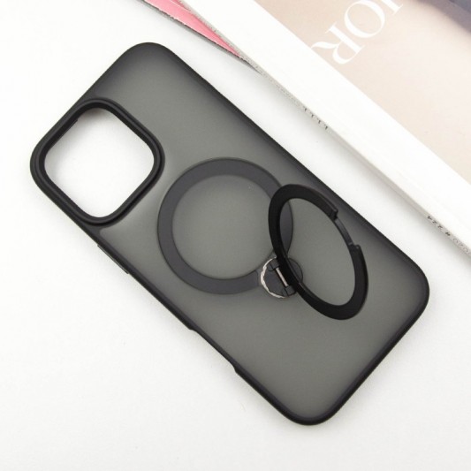 TPU+PC чохол Metal Buttons with MagSafe Colorful HQ Ring для Apple iPhone 16 Pro (6.3") Black - зображення 2 