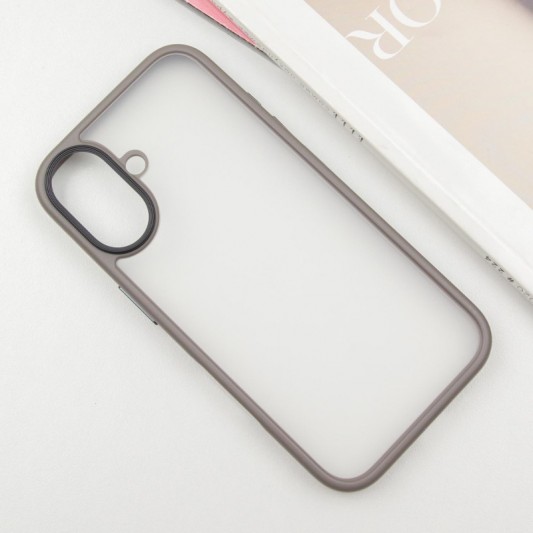 TPU+PC чехол Metal Buttons для Apple iPhone 16 (6.1") Серый - изображение 2