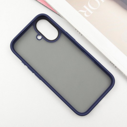 TPU+PC чехол Metal Buttons для Apple iPhone 16 (6.1") Синий - изображение 3