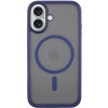 TPU+PC чохол Metal Buttons with MagSafe для Apple iPhone 16 (6.1"), Синій