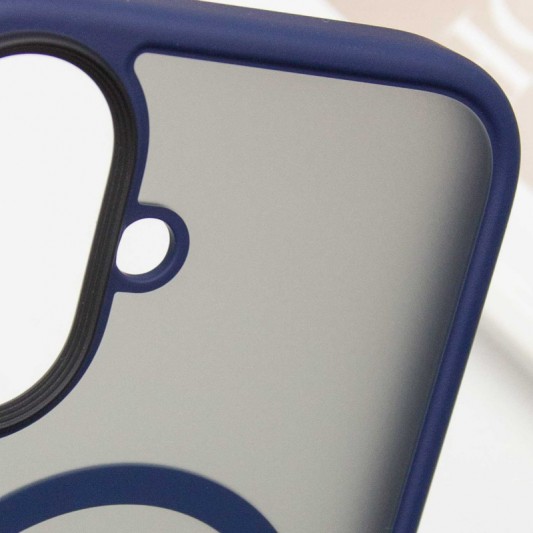 TPU+PC чехол Metal Buttons with MagSafe для Apple iPhone 16 (6.1") Синий - изображение 3
