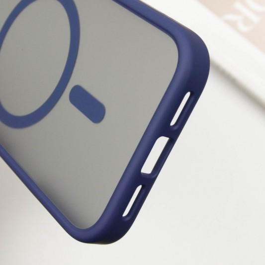 TPU+PC чехол Metal Buttons with MagSafe для Apple iPhone 16 (6.1") Синий - изображение 5
