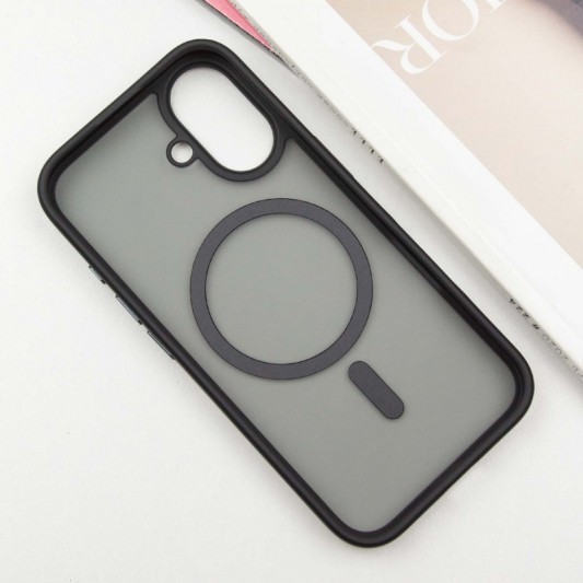 TPU+PC чехол Metal Buttons with MagSafe для Apple iPhone 16 (6.1") Черный - изображение 2