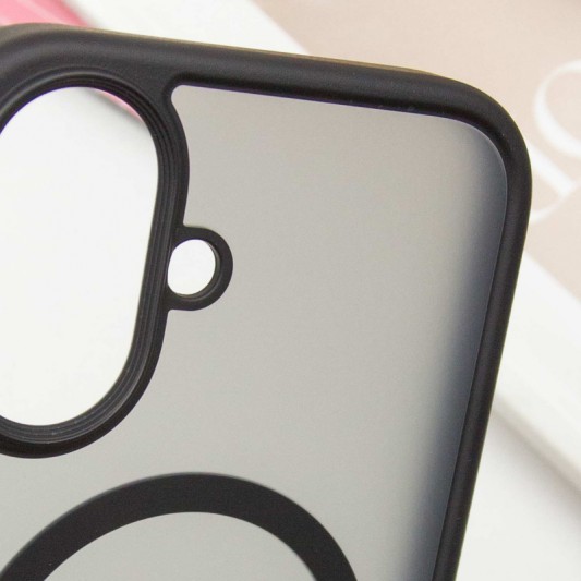 TPU+PC чехол Metal Buttons with MagSafe для Apple iPhone 16 (6.1") Черный - изображение 3