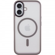 TPU+PC чехол Metal Buttons with MagSafe для Apple iPhone 16 (6.1") Серый