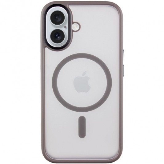 TPU+PC чехол Metal Buttons with MagSafe для Apple iPhone 16 (6.1") Серый