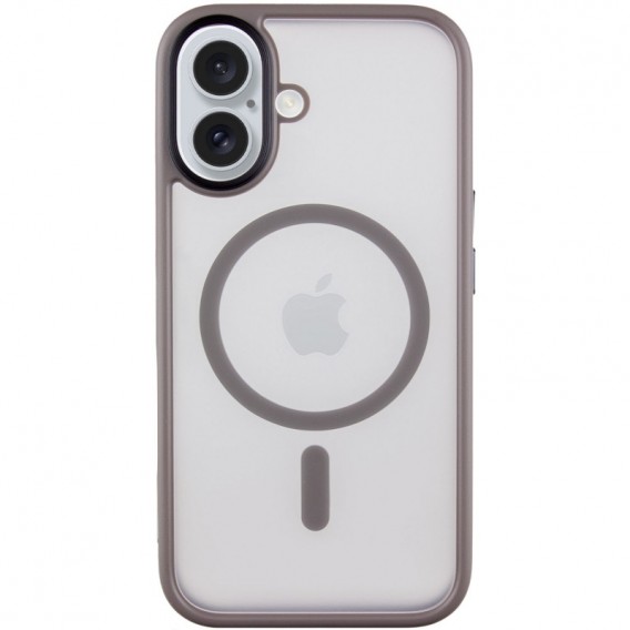 TPU+PC чехол Metal Buttons with MagSafe для Apple iPhone 16 (6.1"), Серый