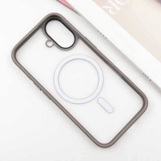 TPU+PC чехол Metal Buttons with MagSafe для Apple iPhone 16 (6.1") Серый - изображение 2