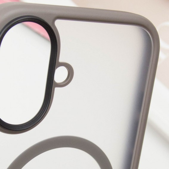 TPU+PC чехол Metal Buttons with MagSafe для Apple iPhone 16 (6.1"), Серый