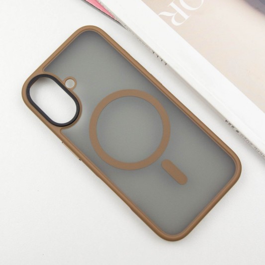 TPU+PC чехол Metal Buttons with MagSafe для Apple iPhone 16 (6.1") Золотой - изображение 1