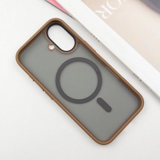 TPU+PC чехол Metal Buttons with MagSafe для Apple iPhone 16 (6.1") Золотой - изображение 2