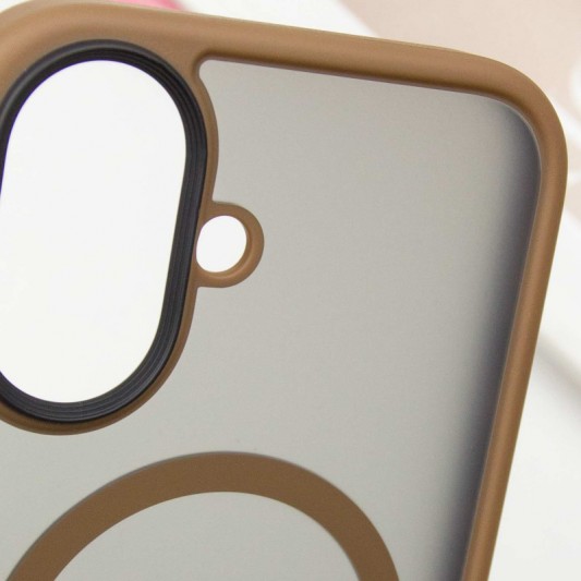 TPU+PC чехол Metal Buttons with MagSafe для Apple iPhone 16 (6.1") Золотой - изображение 4