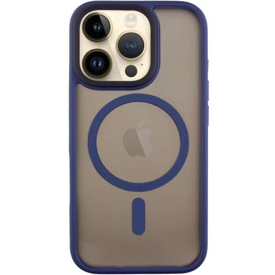TPU+PC чехол Metal Buttons with MagSafe для Apple iPhone 16 Pro (6.3") Синий