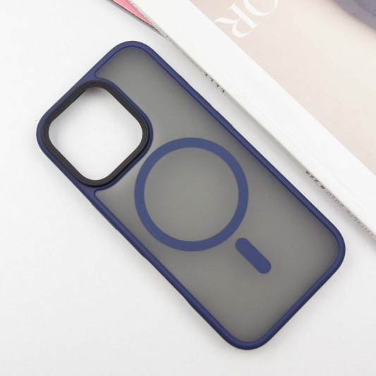 TPU+PC чехол Metal Buttons with MagSafe для Apple iPhone 16 Pro (6.3") Синий - изображение 1
