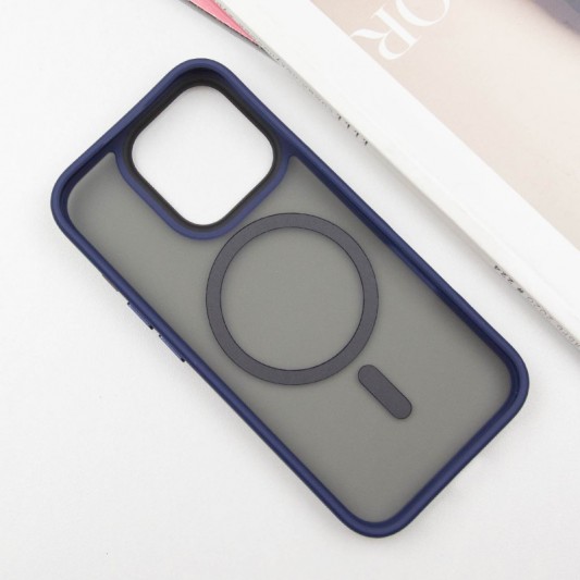 TPU+PC чехол Metal Buttons with MagSafe для Apple iPhone 16 Pro (6.3") Синий - изображение 2