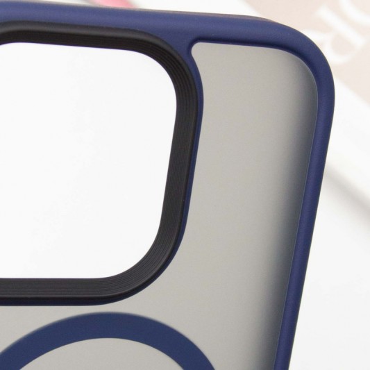 TPU+PC чехол Metal Buttons with MagSafe для Apple iPhone 16 Pro (6.3") Синий - изображение 4