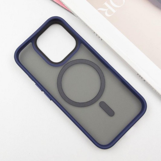 TPU+PC чехол Metal Buttons with MagSafe для Apple iPhone 16 Pro (6.3") Синий - изображение 2