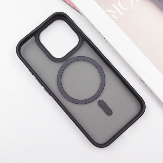 TPU+PC чохол Metal Buttons with MagSafe для Apple iPhone 16 Pro (6.3") Чорний - зображення 2 