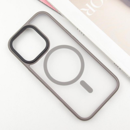 TPU+PC чохол Metal Buttons with MagSafe для Apple iPhone 16 Pro (6.3") Сірий - зображення 1 