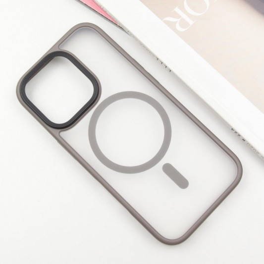 TPU+PC чехол Metal Buttons with MagSafe для Apple iPhone 16 Pro Max (6.9") Серый - изображение 1