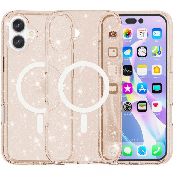 Чохол TPU Galaxy Sparkle (MagFit) для Apple iPhone 16 (6.1") Gold+Glitter