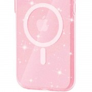 Чехол TPU Galaxy Sparkle (MagFit) для Apple iPhone 16 (6.1"), Pink+Glitter