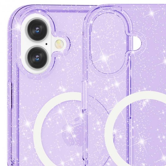 Чехол TPU Galaxy Sparkle (MagFit) для Apple iPhone 16 Plus (6.7") Purple+Glitter - изображение 2