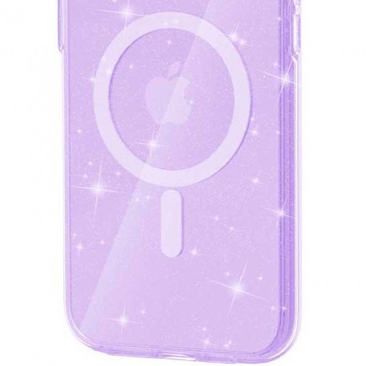Чехол TPU Galaxy Sparkle (MagFit) для Apple iPhone 16 Plus (6.7") Purple+Glitter - изображение 3