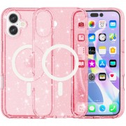 Чехол TPU Galaxy Sparkle (MagFit) для Apple iPhone 16 Plus (6.7") Pink+Glitter