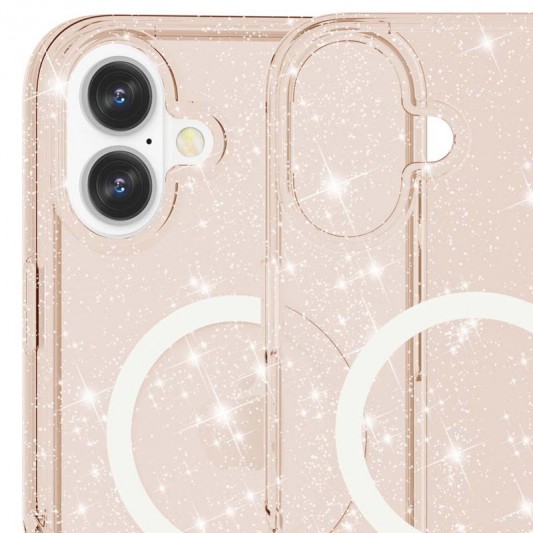 Чехол TPU Galaxy Sparkle (MagFit) для Apple iPhone 16 Plus (6.7") Gold+Glitter - изображение 2