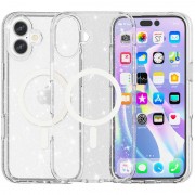 Чехол TPU Galaxy Sparkle (MagFit) для Apple iPhone 16 Plus (6.7") Clear+Glitter