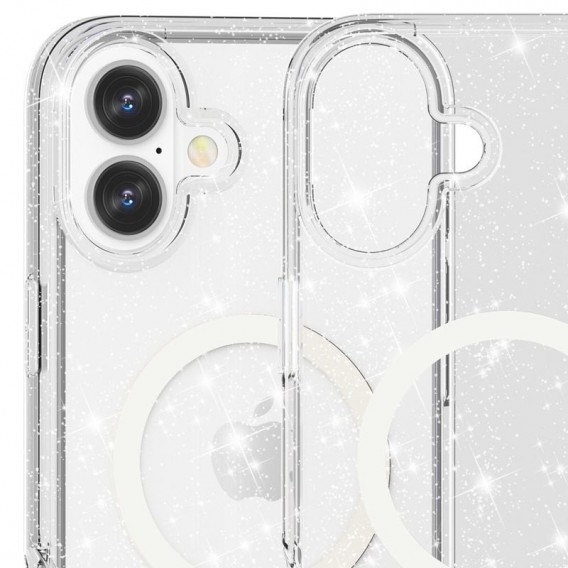 Чехол TPU Galaxy Sparkle (MagFit) для Apple iPhone 16 Plus (6.7"), Clear+Glitter