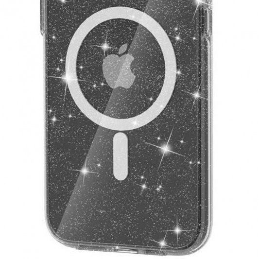 Чехол TPU Galaxy Sparkle (MagFit) для Apple iPhone 16 Plus (6.7") Black+Glitter - изображение 3