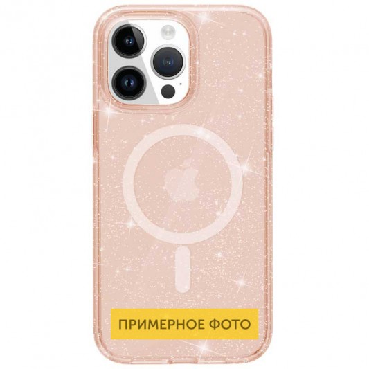 Чехол TPU Galaxy Sparkle (MagFit) для Apple iPhone 16 Pro (6.3"), Gold+Glitter - изображение 3