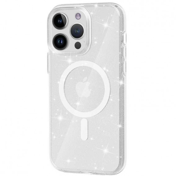 Чохол TPU Galaxy Sparkle (MagFit) для Apple iPhone 16 Pro (6.3"), Clear+Glitter