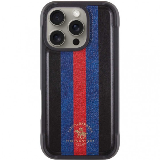 Кожаный чехол Polo Santa Barbara Barton для Apple iPhone 16 Pro (6.3") Black / Navy