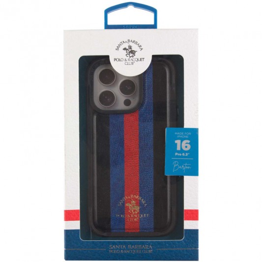 Шкіряний чохол Polo Santa Barbara Barton для Apple iPhone 16 Pro (6.3") Black / Navy - зображення 3 