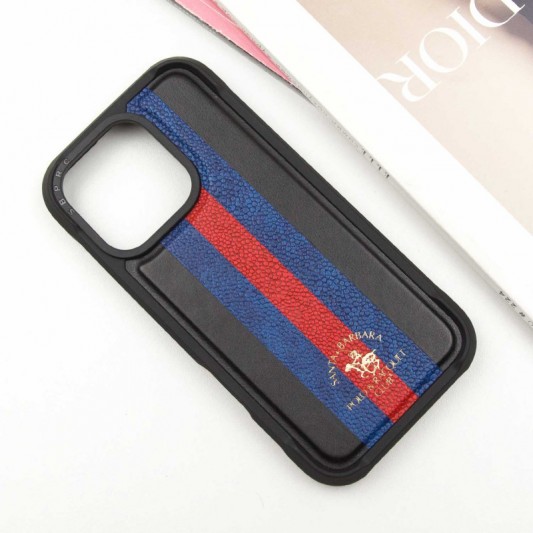 Шкіряний чохол Polo Santa Barbara Barton для Apple iPhone 16 Pro (6.3") Black / Navy - зображення 4 