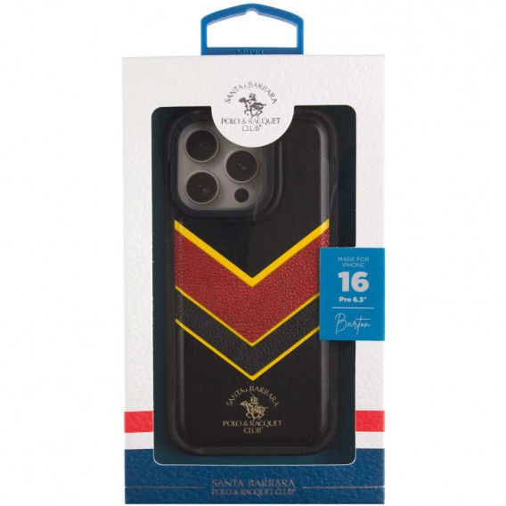 Шкіряний чохол Polo Santa Barbara Barton для Apple iPhone 16 Pro (6.3"), Black / Yellow