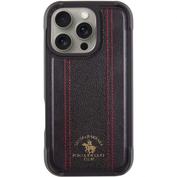 Шкіряний чохол Polo Santa Barbara Barton для Apple iPhone 16 Pro Max (6.9"), Black / Red