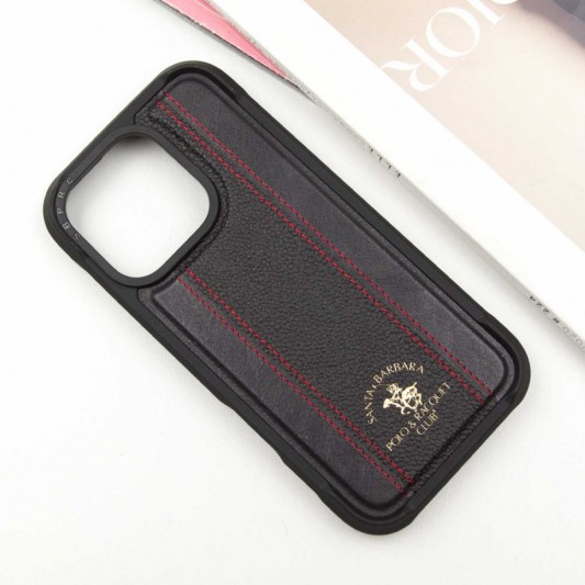 Шкіряний чохол Polo Santa Barbara Barton для Apple iPhone 16 Pro Max (6.9"), Black / Red - зображення 4 