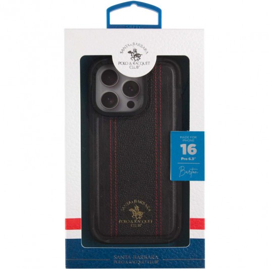Шкіряний чохол Polo Santa Barbara Barton для Apple iPhone 16 Pro Max (6.9"), Black / Red - зображення 7 