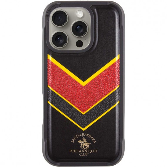 Кожаный чехол Polo Santa Barbara Barton для Apple iPhone 16 Pro Max (6.9"), Black / Yellow