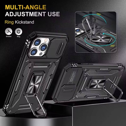 Ударостійкий чохол Camshield Army Ring для Apple iPhone 13 Pro Max (6.7") Чорний / Black - зображення 2 