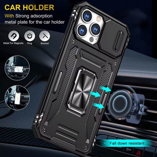 Ударостійкий чохол Camshield Army Ring для Apple iPhone 13 Pro Max (6.7") Чорний / Black - зображення 4 